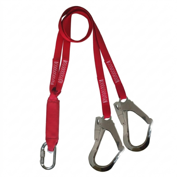 double hook lanyard with shock absorber